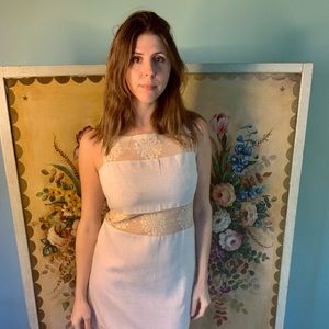 One of a kind vintage linen and crochet dress